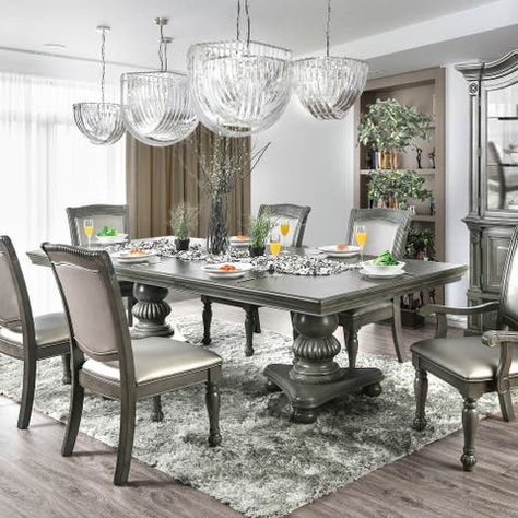 Dining Table With Leaf, Grey Dining Tables, Traditional Dining Tables, Style Dining Table, Solid Wood Dining Set, Expandable Dining Table, Grey Dining, Table Extensible, Dining Room Set