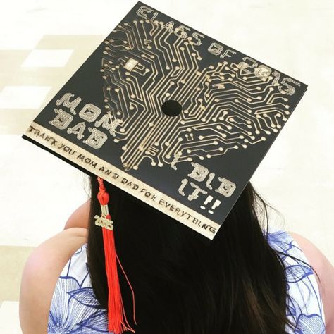 Engineering Graduation Cap, Science Graduation Cap, Engineering Graduation, School Tricks, College Grad Cap Ideas, High School Graduation Cap, College Graduation Cap Decoration, Grad Hat, Grad Cap Designs