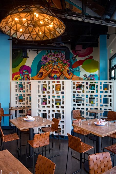 Top Restaurant Design Trends in 2020 - Timeworn Restaurant Tabletops Mexican Restaurant Interior, Mexican Restaurants Interior, Mexico Interior Design, Mexican Restaurant Design, Communal Dining, Colorful Restaurant, Mexico Restaurants, Wood Restaurant, Restaurant Design Inspiration