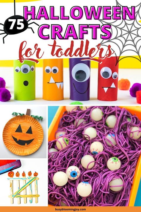 Craft For 3 Year Kid Halloween, Halloween Toddler Arts And Crafts, Halloween Crafts Preschoolers, Halloween Toddler Projects, Halloween Art Toddlers Easy, Pumpkin Themed Activities For Toddlers, Halloween Crafts For Grandparents, Spooky Toddler Crafts, Halloween Crafts Kids Easy