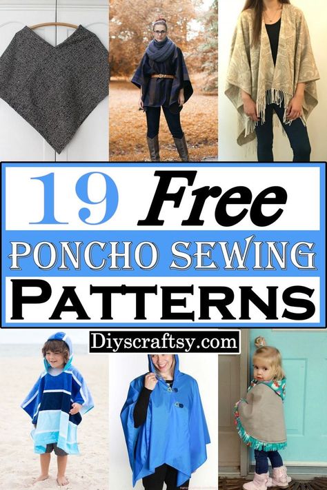 Whether you're looking for a beginner-friendly sewing project or just something quick and easy, our 19 Free Poncho Sewing Patterns are sure to inspire you to make your own! How To Make A Poncho, Poncho Sweater Pattern, Casserole Carrier Pattern, Hooded Poncho Pattern, Poncho Pattern Sewing, Wool Blanket Coat, Carrier Pattern, Casserole Carrier, Wool Poncho