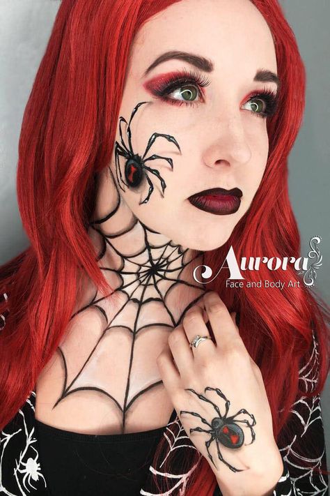 Black Widow Face Paint, Spooky Makeup, Paint Halloween, Cool Halloween Makeup, Halloween Eye Makeup, Halloween Eyes, Makeup Challenges, Face Painting Halloween, Halloween Costumes Makeup