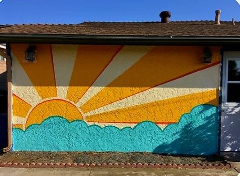 Wall Painting Ideas Creative Outdoor, Pool Murals Painted Walls, Front Door Painting Ideas Creative, Tiki Mural, Backyard Murals, Murals Outdoor, Pool Mural, Portrait Graffiti, Wall Painting Ideas Creative