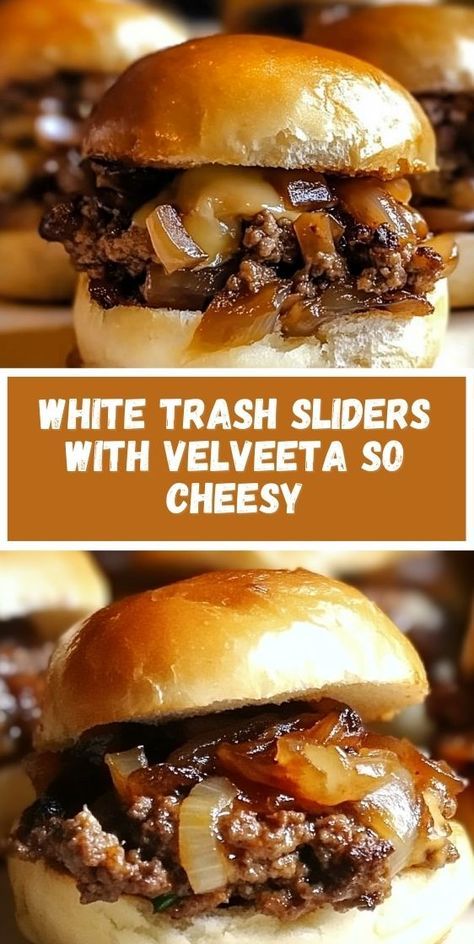 Looking for the ultimate comfort food? Try this White Trash Sliders recipe featuring Velveeta. Perfect for game days, parties, or quick dinners, these sliders are easy to make and irresistibly cheesy. Discover why this recipe is a family favorite today. Unique Carnival Food, Easy Super Bowl Dinner, Pretzel Bun Dinner Ideas, Lunch For Family Gathering, Quick Superbowl Food, White Velveeta Recipes, Midwest Potluck Recipes, Game Days Snacks, Superbowl Food For 2