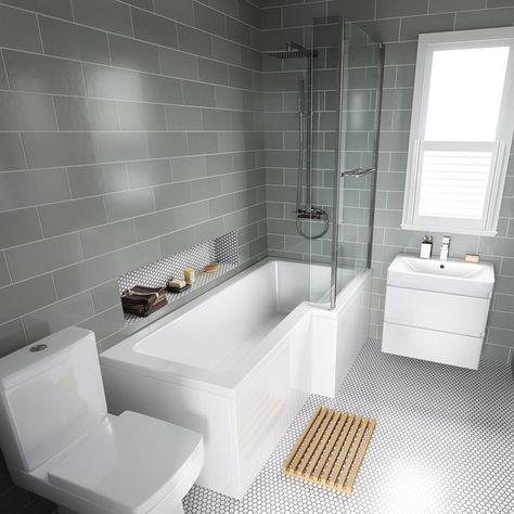 L Shaped Bathroom, L Shaped Bath, Bad Inspiration, Ensuite Bathrooms, Ensuite Bathroom, Bathroom Suite, Upstairs Bathrooms, Small Bathroom Design, Bathroom Layout