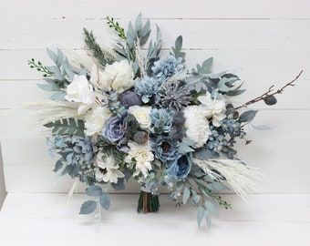 Anemones Bouquet, Wedding Flowers Boho, Teardrop Bouquet, Anemone Bouquet, Blue Winter Wedding, Bridal Bouquet Peonies, Blue Wedding Bouquet, Silk Wedding Bouquets, Winter Wedding Flowers