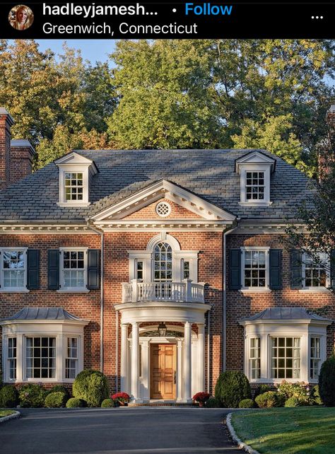 Large Brick House, Big Brick House, Brick Colonial House Exterior, Brick Colonial House, Aesthetic Mansion Exterior, Aesthetic Mansion, Brick Mansion, Colonial House Exteriors, Mansion Exterior