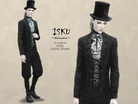 Helsoseira's ISKU - MALE Blazer - Get to Work S4cc Clothes, Victorian Male, Sims 4 Cc Goth, Goth Male, Sims 4 Male Clothes, Vampire Clothes, Tall Man, Sims Ideas, Male Clothing