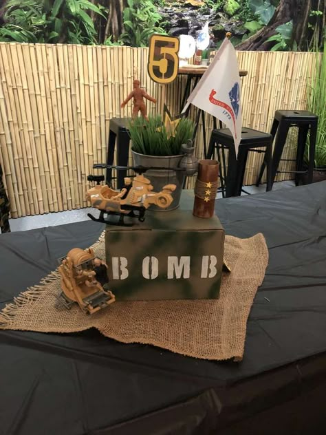 Jungle Birthday Party Ideas, Army Party Decorations, Camouflage Birthday Party, Army Themed Birthday, Soldier Party, Camouflage Party, Army Birthday Parties, Army Theme, Army Decor