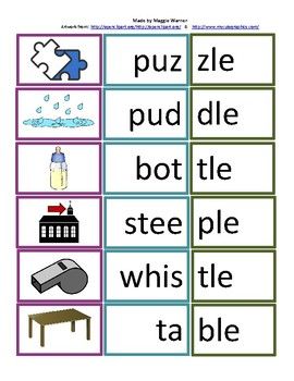 Syllables Worksheet, English Tricks, 2 Syllable Words, Consonant Le, Le Words, Phonics Assessments, Words To Spell, Efl Teaching, Preschool Phonics