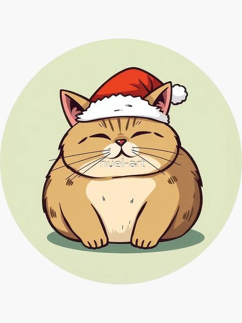 "fat cat wearing christmas santa hat" Sticker for Sale by nuel-art | Redbubble Santa Hat Drawing, Hat Drawing, Christmas Santa Hat, Drawing Letters, Fat Cat, Fat Cats, Christmas Santa, Santa Hat, Tattoos