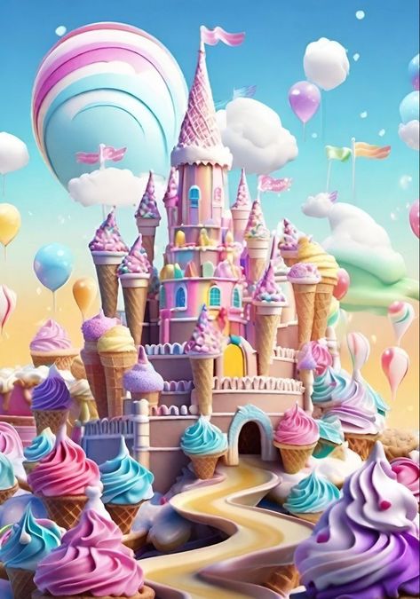 Candyland Castle, Candy Themed Bedroom, Candyland Games, Disney Candy, Easter Cake Pops, Candy Castle, Valentines Wallpaper Iphone, Nightmare Before Christmas Wallpaper, Christmas Tree Village