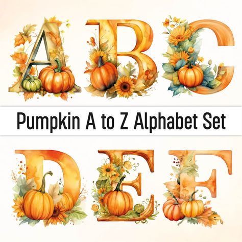 Christmas Fonts Alphabet, Thanksgiving Letter, Thanksgiving Leaves, Thanksgiving Clipart, Christmas Stocking Kits, Fall Clipart, Digital Alphabet, Pumpkin Clipart, Alphabet Fonts