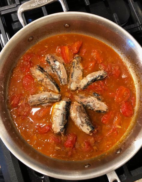 Pop's Tomato-Braised Sardines Sardine Recipes Canned, Can Of Sardines, Sardine Pasta, Canned Sardines, Budget Dinners, Toasted Sandwich, Sardine Recipes, Light Dinner Recipes, Quick Dishes