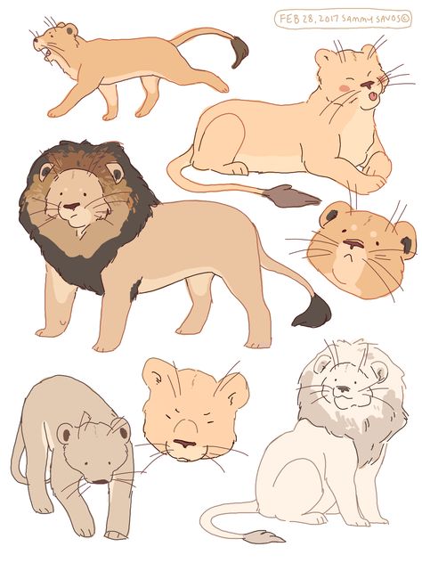 Cute Art Styles Animals, Cute Characters Animals, Lion Aesthetic Drawing, Cute Animal Drawings Cat, Cute Animal Art Cartoon, Lioness Illustration Character Design, Animal Drawing Tips, Animals Drawing Reference, Animal Art Styles