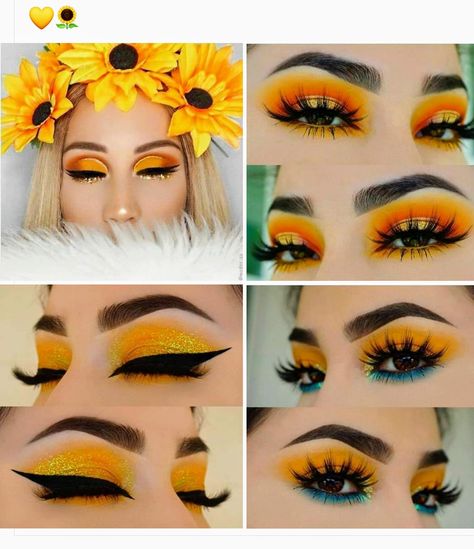 Sunflower Orange Eye Makeup, Eye Makeup Steps, Pinterest Makeup, Eye Makeup Designs, Makijaż Smokey Eye, Colorful Eye Makeup, Makeup Eye Looks, Creative Eye Makeup, Eye Makeup Art