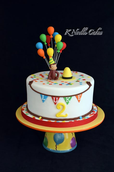 Curious George theme cake by K Noelle Cakes Curious George Birthday Cake, George Birthday Cake, Birthday Cake Kids Boys, Curious George Cakes, Curious George Birthday Party, Curious George Party, New Birthday Cake, Curious George Birthday, Adult Birthday Cakes