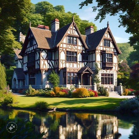 Tudor Mansion, Point Perspective, Castle House, Victorian Houses, Building Art, Barbie Dream, Barbie Dream House, Dream Houses, Architecture Building