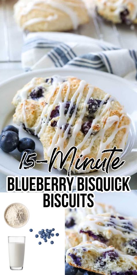 blueberry biscuits on a plate Biscuits Bisquick, Bisquick Recipes Breakfast, Bisquick Biscuits, Blueberry Biscuits, Easy Biscuit Recipe, Sweet Glaze, Bisquick Recipes, Breakfast Sweets, Homemade Biscuits