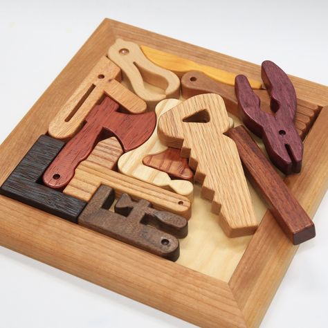 YouTube manual https://youtu.be/MAId4vGfIKQ Wood Puzzle Making Plan Woodworking Tools Shape. We provide a puzzle drawing with 12 tools shapes. You can cut it using a scroll saw. Scroll saw plans Wooden Puzzle Plan / PDF I don't accept returns, exchanges, or cancellations. You may not share, resell, or redistribute these digital files in any manner. The design is copyrighted. ©BLUEDESIGN Wood Puzzles Patterns, Wood Puzzles Diy, Puzzle Drawing, Kids Puzzles, Puzzle Template, Future Shop, Wood Toys Plans, Art Puzzle, Jigsaw Puzzles For Kids