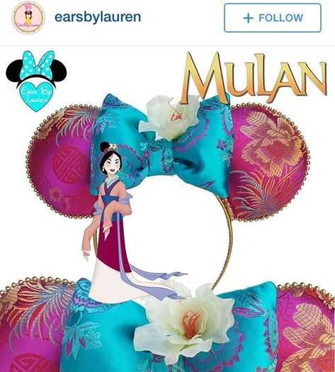 Mulan Disney Ears Diy, Mulan Mickey Ears, Mulan Ears, Mini Ears, Ears Inspiration, Ear Ideas, Diy Disney Ears, Disney Ears Headband, Disneyland Ears