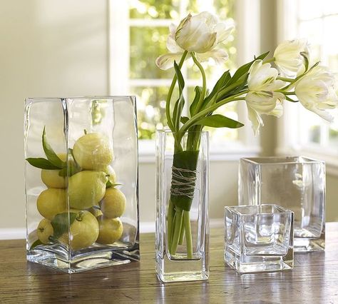 Fixer Upper, S3/E5 ~ Square vase on nightstand in master bedroom #fixerupperstyle Sand Vase, Square Glass Vase, Glass Vase Decor, Cut Glass Vase, Square Vase, Clear Glass Vases, Decor Pillows, Vase Fillers, Glass Vases