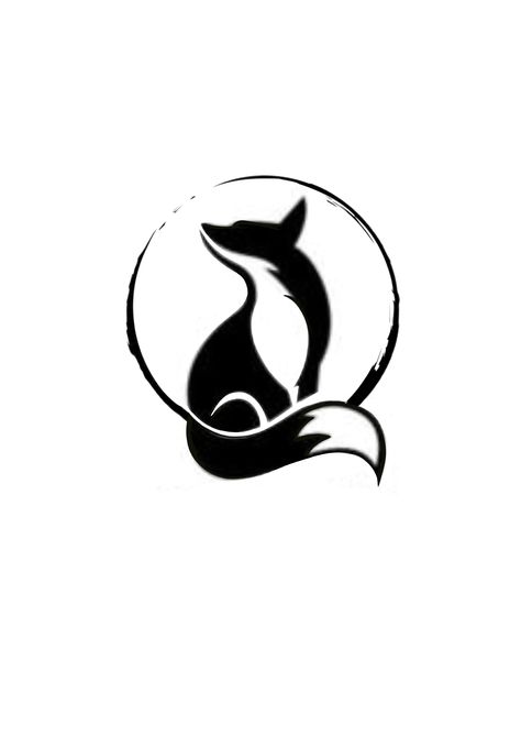 Tiny Fox Tattoo Simple, Kitsune Silhouette, Fox And Cat Tattoo, Fox Silhouette Tattoo, Fox Hand Tattoo, Fox And Moon Tattoo, Fox Tatoos Design, Fox Logo Design Ideas, Small Fox Tattoos For Women