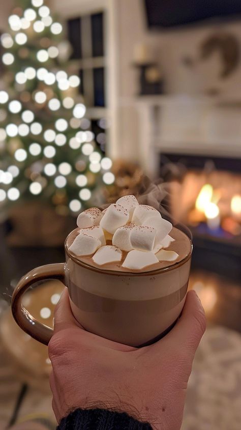 Cozy Holiday Drink: A hand holding a warm mug filled with #hotchocolate and #marshmallows, by a #festivefireplace. #hot chocolate #marshmallows #cozy #christmas #fireplace #aiart #aiphoto #stockcake ⬇️ Download and 📝 Prompt 👉 https://stockcake.com/i/cozy-holiday-drink_397971_595271 Christmas Hot Chocolate Aesthetic, Hot Chocolate Aesthetic, Cozy Christmas Fireplace, Drink Image, Hot Chocolate And Marshmallows, Festive Fireplace, Chocolate Aesthetic, Cute Christmas Cookies, Chocolate Photos