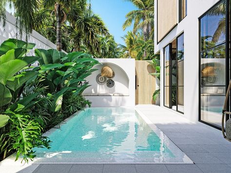 Casa Cemagi is a sleek villa combing Mediterranean and modern tropical styles located in Bali, Indonesia, designed in 2024 by Balitecture. Sunken Sofa, Tropical Villa Design, Modern Tropical Design, Villa Design Interior, Bali Architecture, Tropical Villa, Sofa Outdoor, Tropical Gardens, Bali Fashion