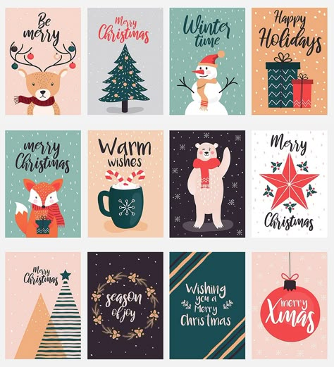 Hand drawn Christmas greeting cards #Fully#Illustration#vector#editable Holiday Greeting Card Design, Christmas Card Illustration, Christmas Graphic Design, Hand Drawn Christmas, Christmas Holiday Greetings, New Year Greeting, Christmas Doodles, Creative Graphics, Merry Christmas Wishes