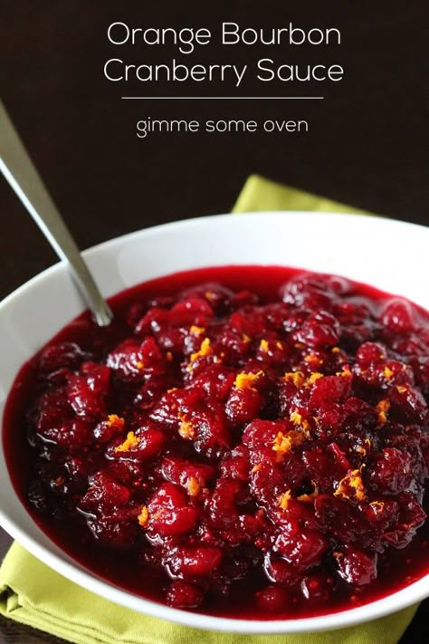 Kick up your cranberry sauce this #Thanksgiving with a little orange and bourbon! gimmesomeoven.com Bourbon Cranberry Sauce, Cranberry Sauce Recipe, Holiday Eating, Tartar Sauce, Cranberry Recipes, Thanksgiving Menu, Cranberry Sauce, Holiday Cooking, Holiday Dinner