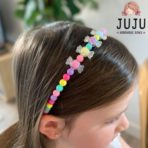 Beaded Alice Band, Beads Headband, Hair Accessories Diy Headband, Hair Bows Diy Ribbon, Diy Hair Accessories Ribbon, Baby Hair Bands, Colourful Hair, Bead Hair Accessories, Bows Diy Ribbon