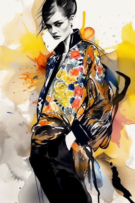 Watercolor Fashion Sketch, Vogue Illustrations, Fashion Illustration Portfolio, Costume Design Sketch, Jae Suk, Fashion Illustration Tutorial, Fashion Illustration Collage, Adobe Illustrator Graphic Design, Fashion Illustration Watercolor