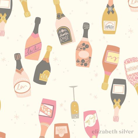 Prosecco Illustration, Prosecco Party, Clay Patterns, Alcohol Bottles, Freelance Work, Copper Foil, Surface Pattern Design, A Design, Surface Design