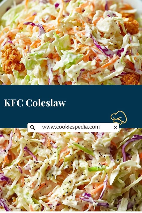 Recreate the creamy, tangy flavors of KFC’s classic coleslaw with this easy homemade recipe. Perfectly sweet and zesty, it’s the ideal side dish for BBQs, picnics, or family dinners! Ready in just 10 minutes plus chilling time. 🌟 Copycat Coleslaw, Tangy Coleslaw Recipe, Sweet Coleslaw, Copycat Kfc Coleslaw, Classic Coleslaw, Pineapple Coleslaw, Crispy Onion Rings, Kfc Coleslaw Recipe, Easy Tasty Recipes