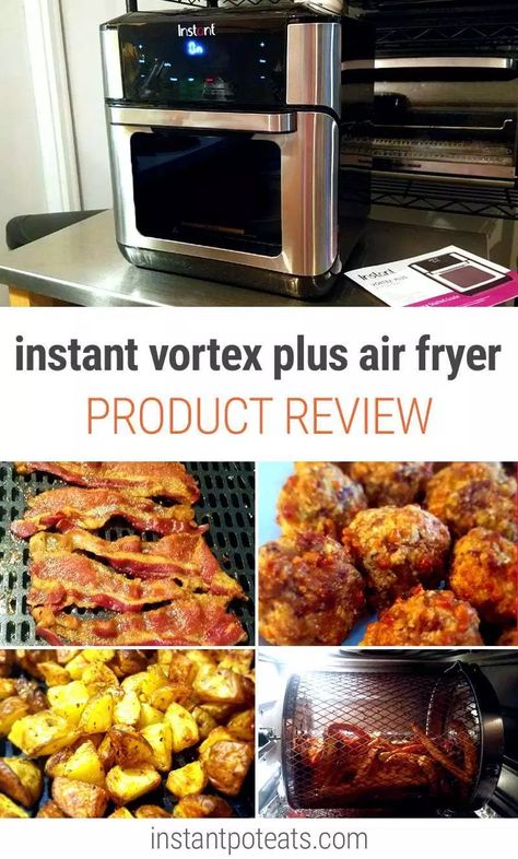 We Tested The Instant Pot Air Fryer. Here Is Our Honest Review! We cooked crispy bacon, sausage balls, breakfast potatoes, sweet potato fries, chicken wings and chicken legs. Find out how it all went down in our latest post #instantpot #instantpotairfryer #airfryer #airfryerrecipes #reviews #productreviews #instantpotrecipes Fries And Sausage, Instant Pot Air Fryer, Frozen Sweet Potato Fries, Air Fryer Review, Pressure Cooking Recipes, Air Fryer Cooking Times, Bacon Chicken, Superbowl Appetizers, Air Fryer Chicken Wings