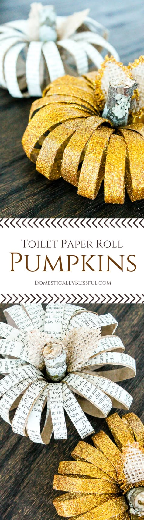 DIY Toilet Paper Roll Pumpkins | http://domesticallyblissful.com/diy-toilet-paper-roll-pumpkins/ Easy Diy Fall Decor, Fall Crafts For Adults, Fall Harvest Party, Toilet Paper Crafts, Diy Toilet, Easy Fall Crafts, Harvest Party, Diy Halloween Decor, Toilet Paper Rolls