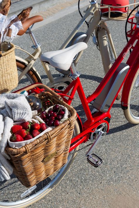 Red Bike Aesthetic, Bicycle Aesthetic, Red Bike, Vintage Helmet, Bike Aesthetic, Green Electric, Beach At Sunset, Empty Nest, Bicycle Women