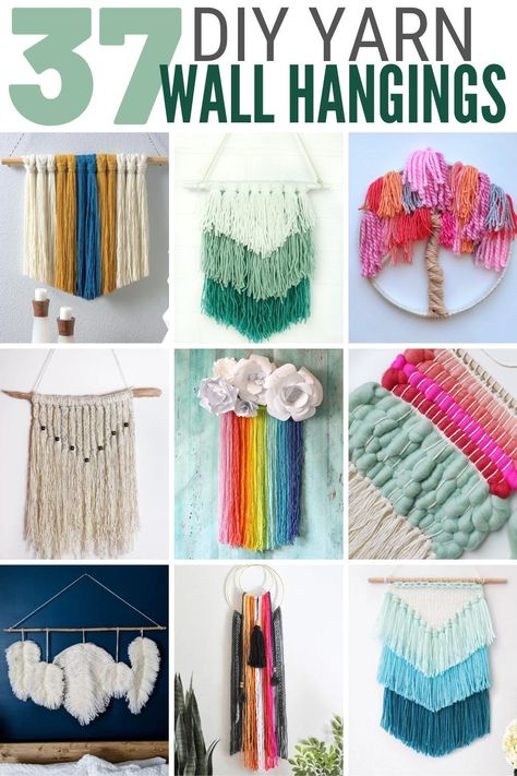 No Sew Yarn Crafts, Things To Do With Yarn Diy, Craft Wall Hanging Ideas, Yarn Dream Catcher Diy, Yarn Crafts Easy, Projects With Yarn, Yarn Crafts For Adults, Yarn Wall Art Diy, Crafts With Yarn