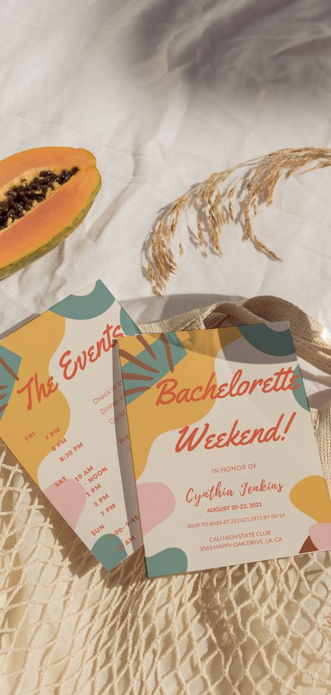 Pool Party Bachelorette Invitations, Canva Bachelorette Itinerary, Canva Bachelorette Invites, Bachelorette Party Digital Invitations, Pink Bachelorette, Bachelorette Weekend Invitations, Bachelorette Itinerary, Colorful Invitations, Bachelorette Invitations