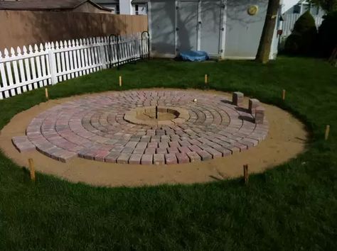 Fire Pit & Patio Project - Imgur Paving Stone Patio, Outdoor Fire Pit Seating, Diy Patio Pavers, Brick Paver Patio, Brick Fire Pit, Rustic Fire Pits, Fire Pit Landscaping, Privacy Landscaping, Patio Projects