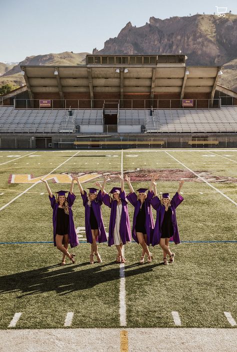 #graduation #girls #caps #gowns #tassels #seniors #seniorpictures #love  #squadgoals #students #studentsection #purple #gold #whs #hair #aesthetic Purple Graduation Gown, Aesthetic Graduation Pictures With Friends, Gcu Graduation, Fgcu Graduation Pictures, Friend Group Graduation Pictures, Graduation Purple, Graduation Gown And Cap, Friend Group Grad Pics, Purple Graduation