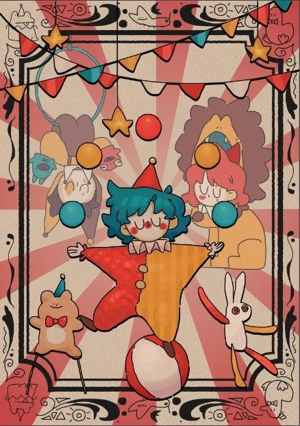 Clowncore Poster, Clown Core Aesthetic Wallpaper, Clown Background Aesthetic, How To Draw Clown Ruffles, Clown Inspo Outfit, Clown Poses Reference, Clown Core Wallpaper, Clown Fursona, Clown Backgrounds