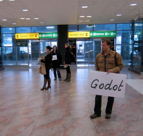 Airport sign Waiting For Godot, Craig Roberts, Theatre Of The Absurd, Writing School, English Fun, Memes Of The Day, Bad Romance, Pictures Of The Week, Funny As Hell