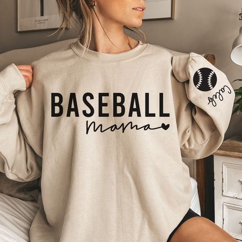 Mom Baseball Shirt, Baseball Sweatshirts, Baseball Mama, Mom Sweater, Personalized Baseballs, Baseball Mom Shirts, Sweatshirt Style, Baseball Gifts, Mama Sweatshirt