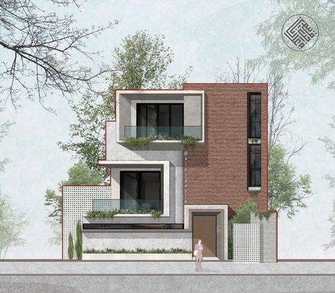 Illustration House, Architectural Illustration, Facade Architecture Design, Small House Elevation Design, New Architecture, Architectural Design House Plans, Modern House Facades, House Arch Design, Architect Design House