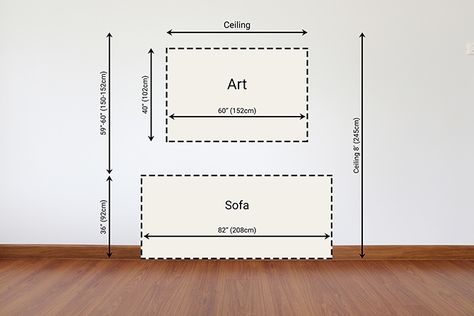 Interior Design 101: How To Hang Pictures | Wall Art Prints Wall Art Behind Couch Ideas, Hanging Pictures Behind Couch, How High To Hang Pictures Above Couch, Picture Height On Wall, Art Over Console Table, Pictures Over Couch, Photos Above Couch, Pictures Above Couch, Wall Art Over Couch