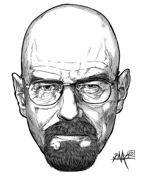 Breaking Bad Drawing Easy, Breaking Bad Dibujo, Breaking Bad Sketch, Breaking Bad Drawing, Heisenberg Drawing, Walter White Drawing, Jack Sparrow Drawing, Sketch Head, Breaking Bad Poster