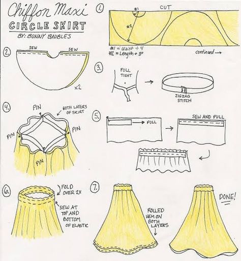 Skirt Sewing Tutorial, Tips Menjahit, Maxi Skirt Pattern, Dresses Diy, Skirt Diy, Making Clothes, Chiffon Maxi Skirt, Skirt Sewing, Skirt Tutorial