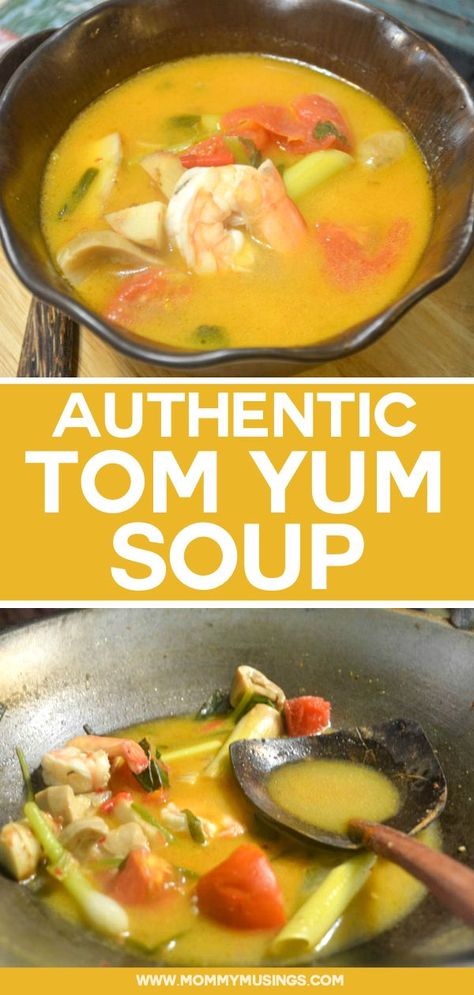 Tom Yum Soup - This authentic Tom Yum Soup recipe came straight from Thailand and is the perfect balance of hot and sour flavors #tomyumsoup #souprecipes #thairecipes #soup Tom Yum Soup Recipe, Thai Tom Yum Soup, Asian Soup Recipes, Tom Yum Soup, Thai Soup, Recipe Soup, Hot And Sour Soup, Tom Yum, Thailand Food